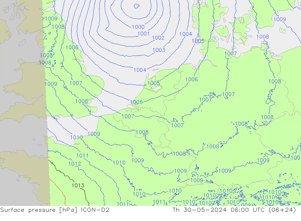 Yer basıncı ICON-D2 Per 30.05.2024 06 UTC