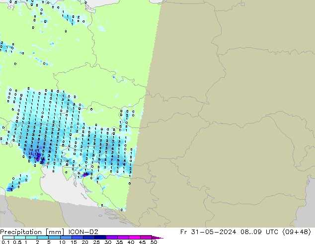 Precipitación ICON-D2 vie 31.05.2024 09 UTC