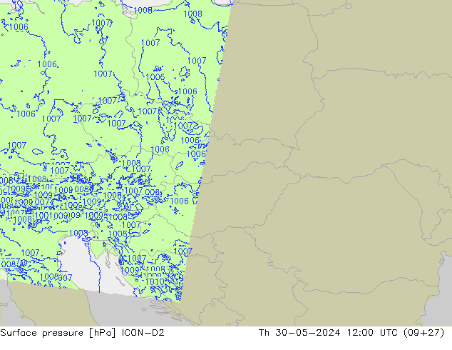 Yer basıncı ICON-D2 Per 30.05.2024 12 UTC