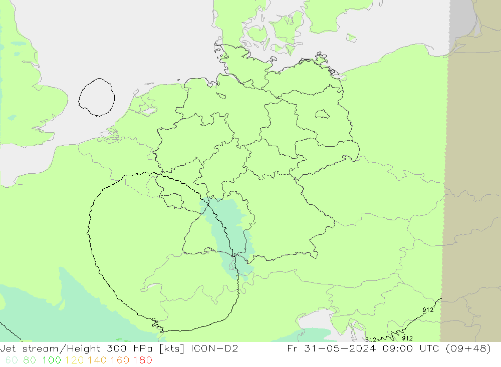 Jet Akımları ICON-D2 Cu 31.05.2024 09 UTC