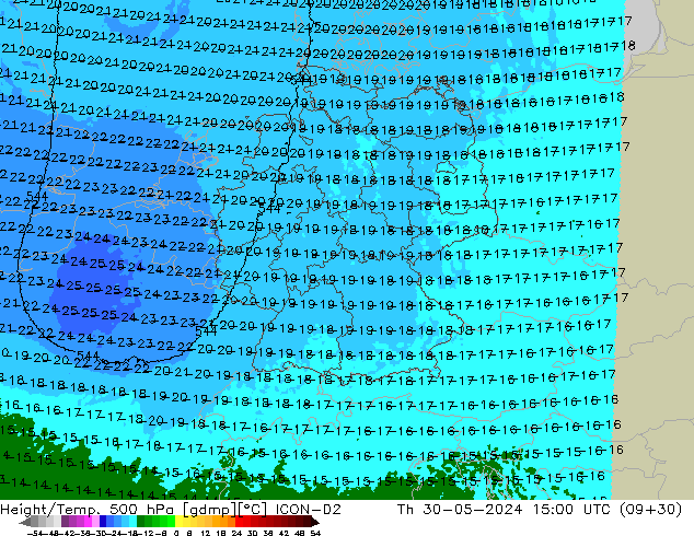 Yükseklik/Sıc. 500 hPa ICON-D2 Per 30.05.2024 15 UTC