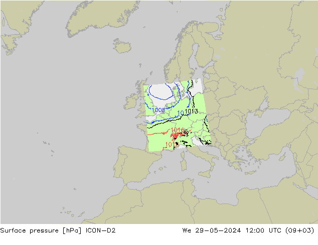 pressão do solo ICON-D2 Qua 29.05.2024 12 UTC