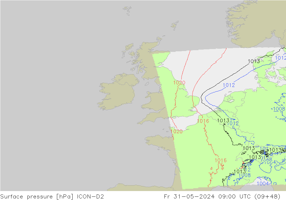 ciśnienie ICON-D2 pt. 31.05.2024 09 UTC