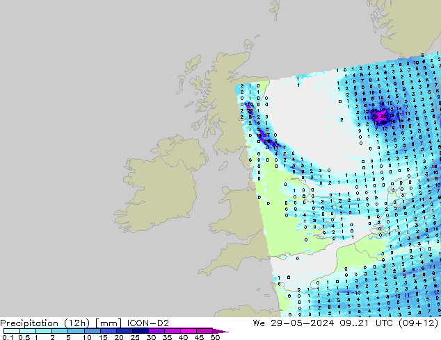 Precipitação (12h) ICON-D2 Qua 29.05.2024 21 UTC