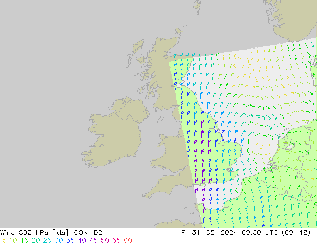 Wind 500 hPa ICON-D2 vr 31.05.2024 09 UTC