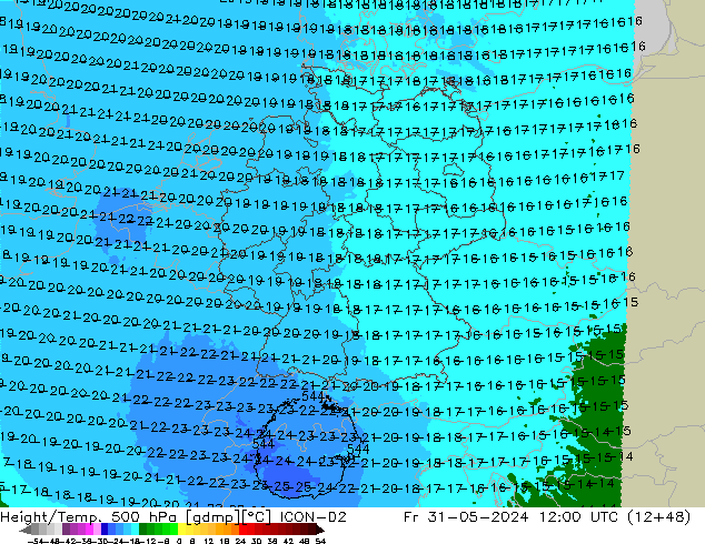 Height/Temp. 500 hPa ICON-D2 ven 31.05.2024 12 UTC