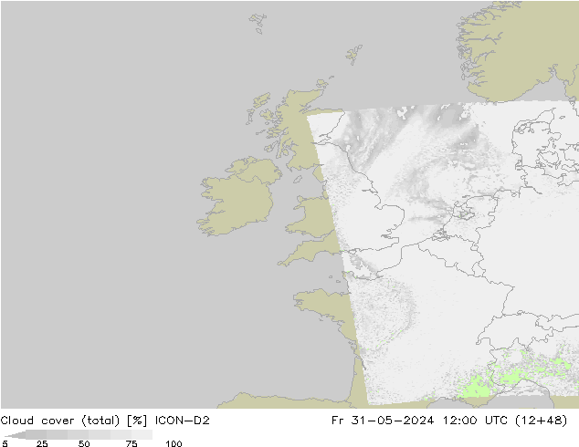 Bewolking (Totaal) ICON-D2 vr 31.05.2024 12 UTC