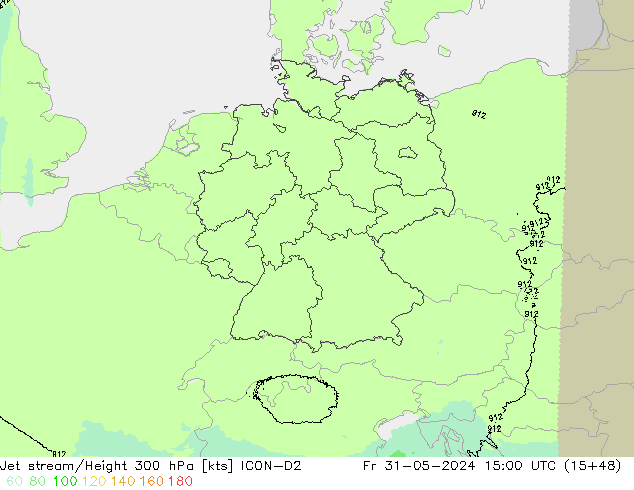 Jet Akımları ICON-D2 Cu 31.05.2024 15 UTC