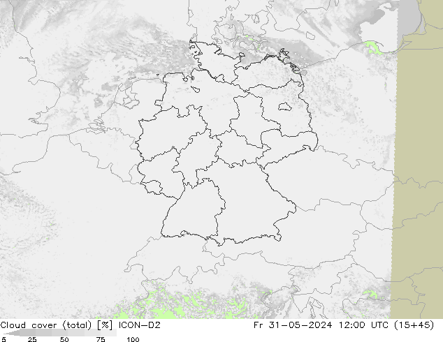 Wolken (gesamt) ICON-D2 Fr 31.05.2024 12 UTC