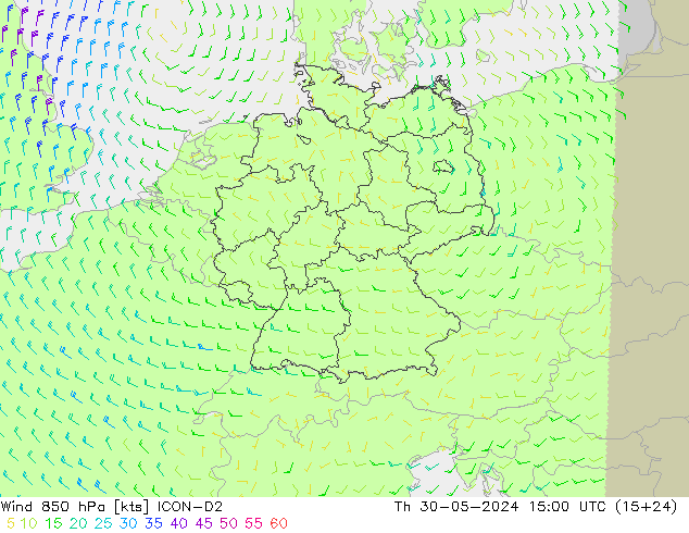  850 hPa ICON-D2  30.05.2024 15 UTC