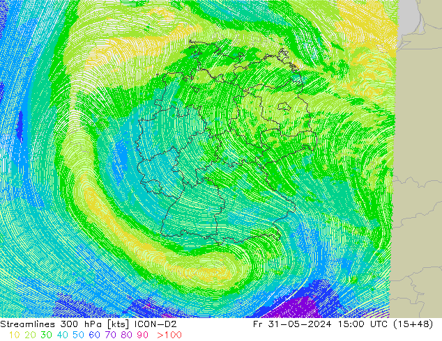 ветер 300 гПа ICON-D2 пт 31.05.2024 15 UTC