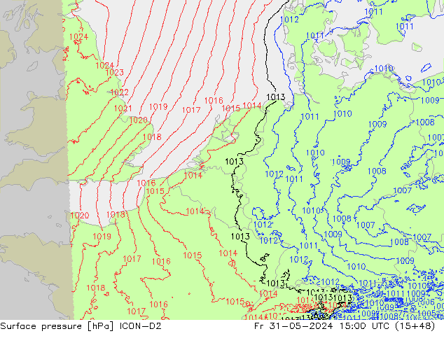 Yer basıncı ICON-D2 Cu 31.05.2024 15 UTC