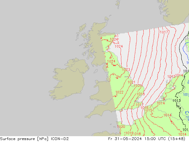 Atmosférický tlak ICON-D2 Pá 31.05.2024 15 UTC