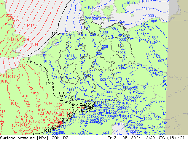 приземное давление ICON-D2 пт 31.05.2024 12 UTC