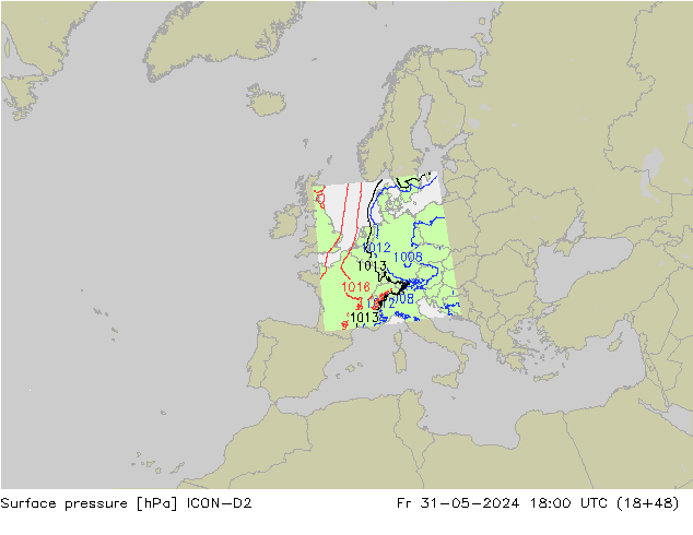 Bodendruck ICON-D2 Fr 31.05.2024 18 UTC