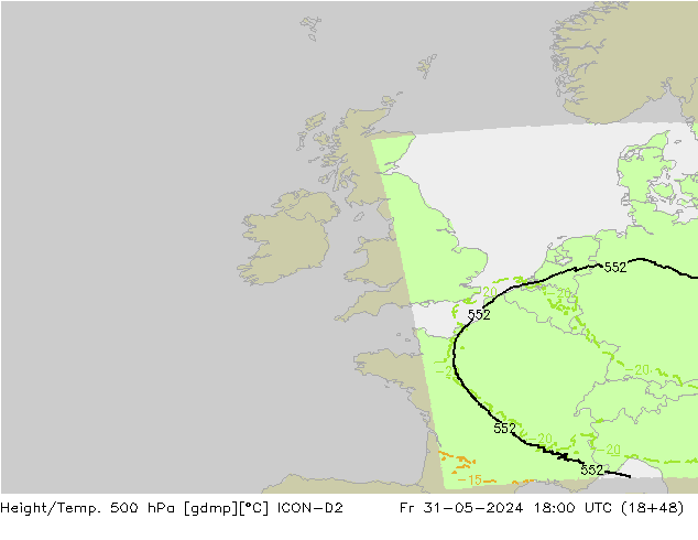 Height/Temp. 500 hPa ICON-D2  31.05.2024 18 UTC