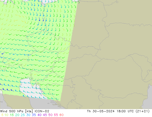 Rüzgar 500 hPa ICON-D2 Per 30.05.2024 18 UTC