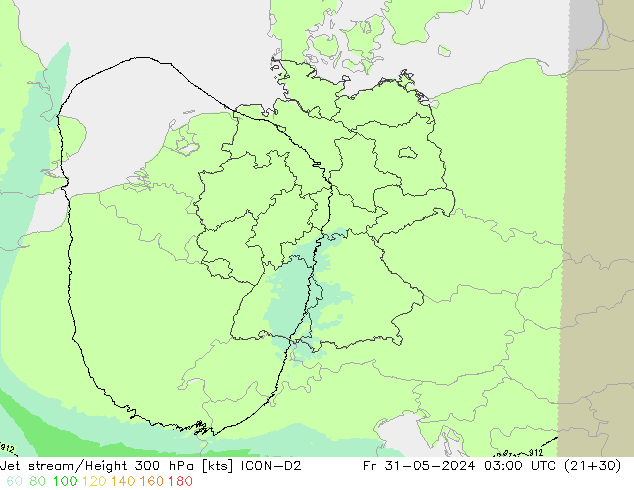 Straalstroom ICON-D2 vr 31.05.2024 03 UTC