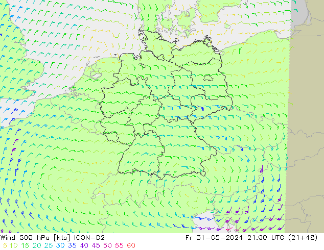  500 hPa ICON-D2  31.05.2024 21 UTC