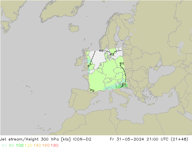 Jet Akımları ICON-D2 Cu 31.05.2024 21 UTC