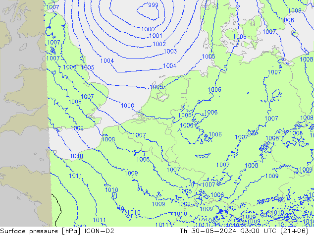 Bodendruck ICON-D2 Do 30.05.2024 03 UTC