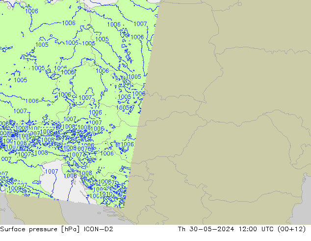 Bodendruck ICON-D2 Do 30.05.2024 12 UTC