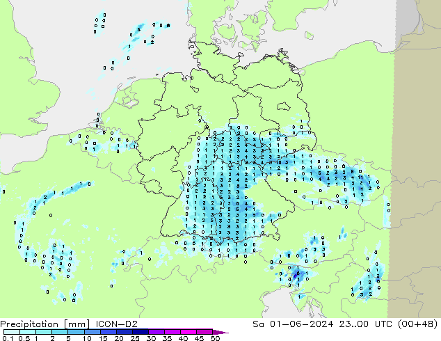 Niederschlag ICON-D2 Sa 01.06.2024 00 UTC