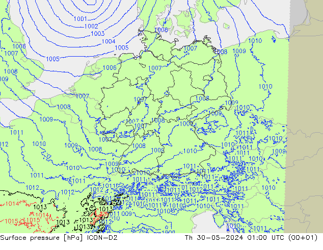 Yer basıncı ICON-D2 Per 30.05.2024 01 UTC