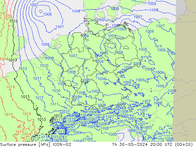 Bodendruck ICON-D2 Do 30.05.2024 20 UTC