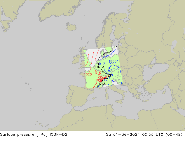 Bodendruck ICON-D2 Sa 01.06.2024 00 UTC