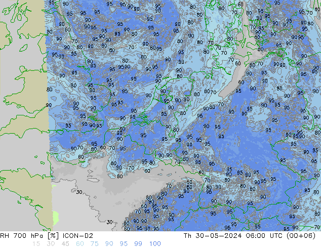 RH 700 hPa ICON-D2  30.05.2024 06 UTC