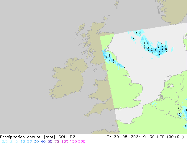 Toplam Yağış ICON-D2 Per 30.05.2024 01 UTC