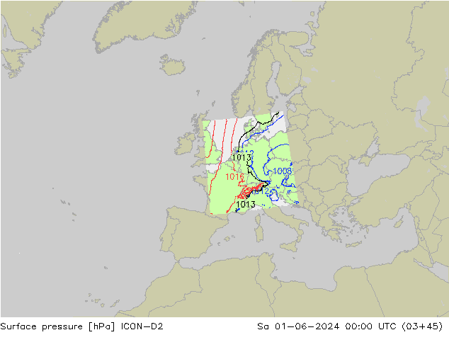 Yer basıncı ICON-D2 Cts 01.06.2024 00 UTC