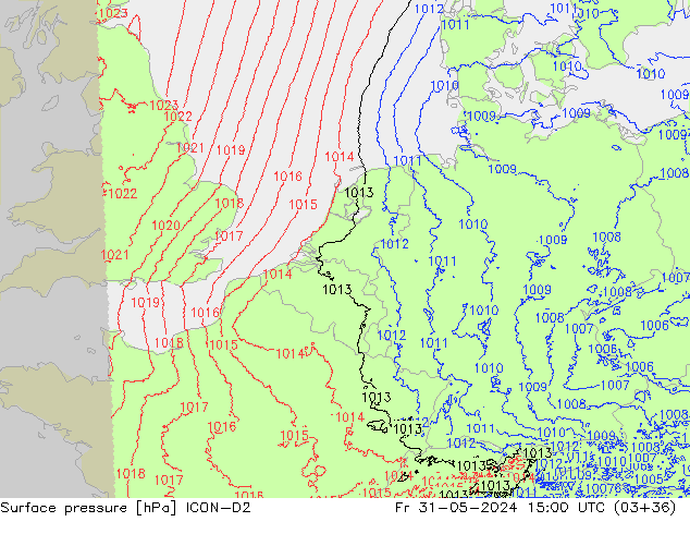 pression de l'air ICON-D2 ven 31.05.2024 15 UTC