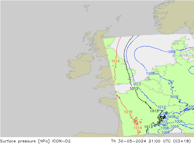 Yer basıncı ICON-D2 Per 30.05.2024 21 UTC