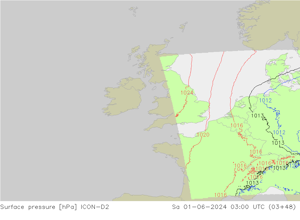 Yer basıncı ICON-D2 Cts 01.06.2024 03 UTC