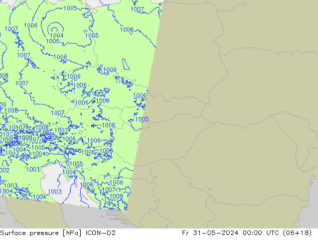 Luchtdruk (Grond) ICON-D2 vr 31.05.2024 00 UTC