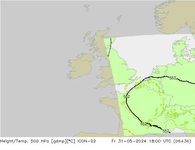 Height/Temp. 500 hPa ICON-D2 Fr 31.05.2024 18 UTC