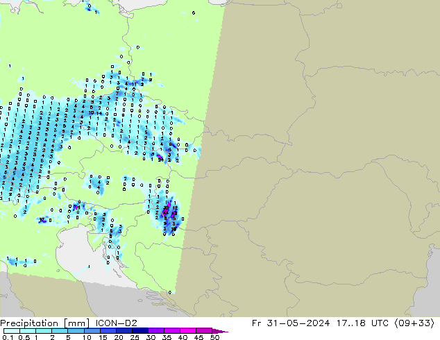 осадки ICON-D2 пт 31.05.2024 18 UTC