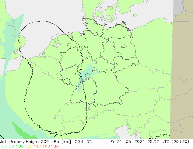 高速氣流 ICON-D2 星期五 31.05.2024 05 UTC