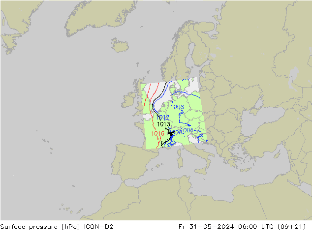 pression de l'air ICON-D2 ven 31.05.2024 06 UTC