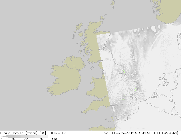 облака (сумма) ICON-D2 сб 01.06.2024 09 UTC