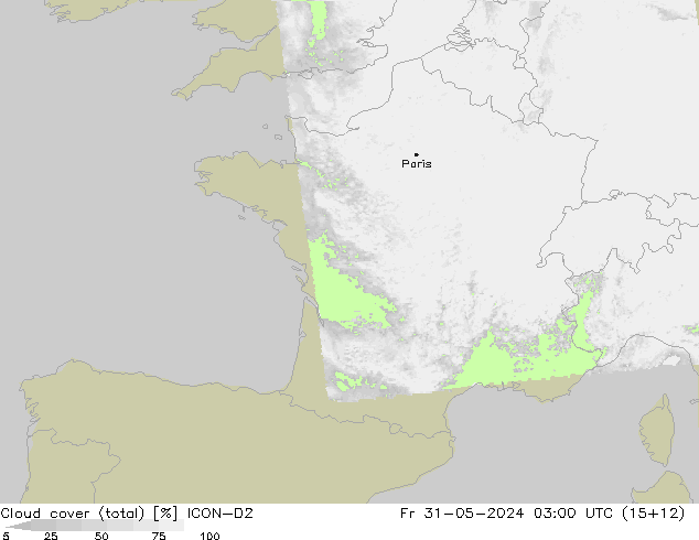 Nubi (totali) ICON-D2 ven 31.05.2024 03 UTC