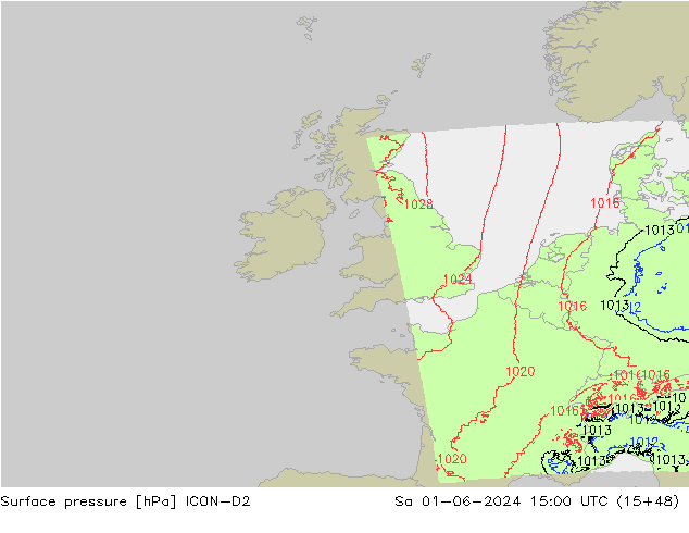 Yer basıncı ICON-D2 Cts 01.06.2024 15 UTC