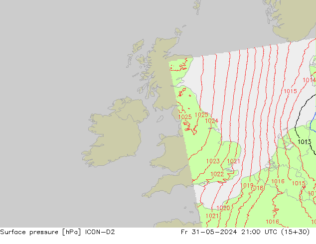 Surface pressure ICON-D2 Fr 31.05.2024 21 UTC