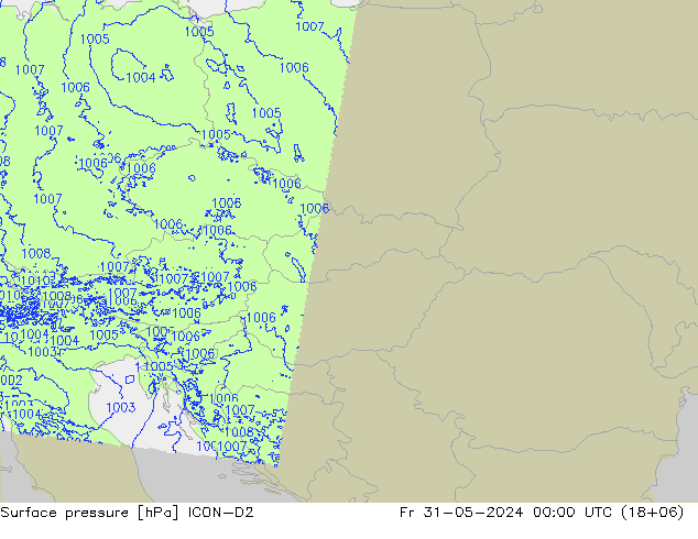 Atmosférický tlak ICON-D2 Pá 31.05.2024 00 UTC