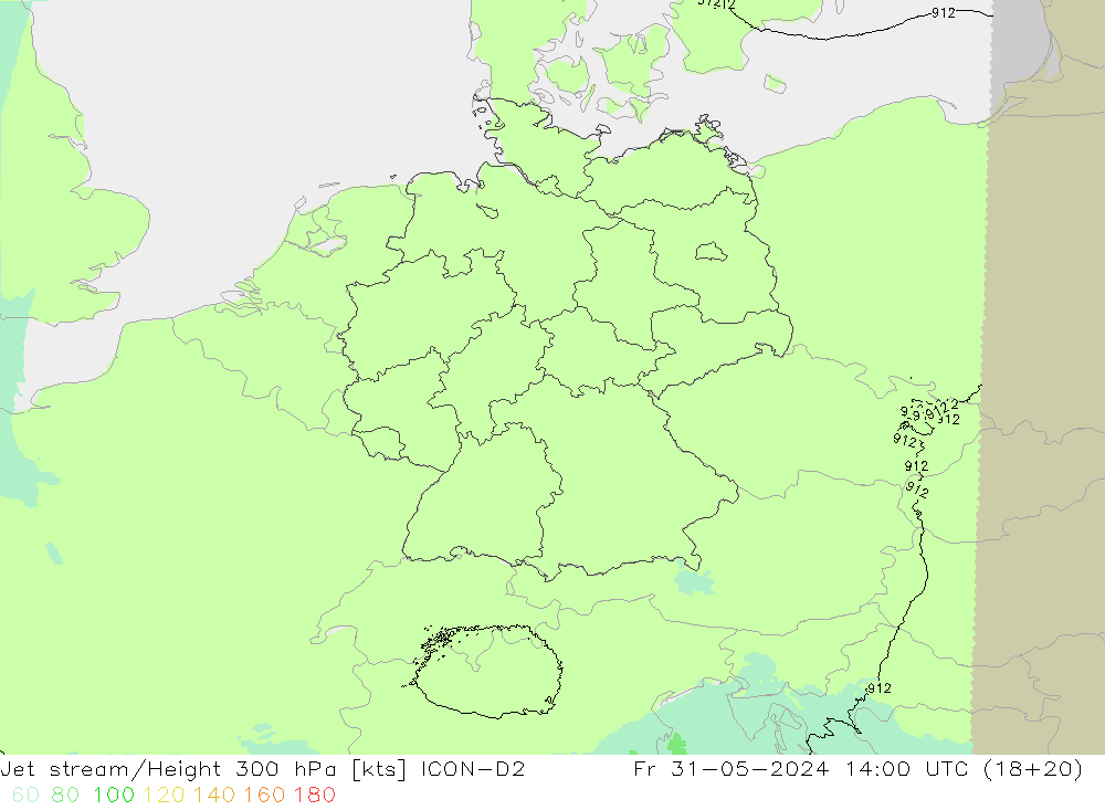 Jet Akımları ICON-D2 Cu 31.05.2024 14 UTC