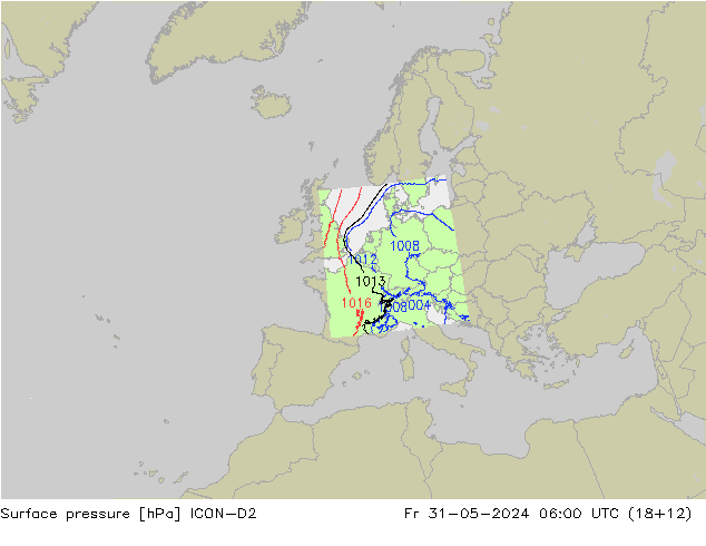 ciśnienie ICON-D2 pt. 31.05.2024 06 UTC