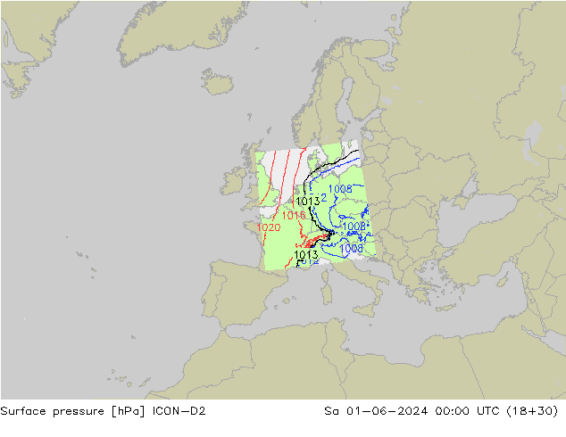 Luchtdruk (Grond) ICON-D2 za 01.06.2024 00 UTC