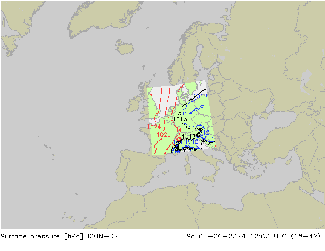 pression de l'air ICON-D2 sam 01.06.2024 12 UTC